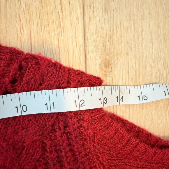 ❤️ Lety & Me Red Cable Knit Cold Shoulder Sweater | Size Medium - Picture 8 of 14
